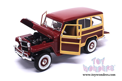 Lucky Road Signature - Willys Jeep Station Wagon (1955, 1/18 scale diecast model car, Burgundy) 92858BG