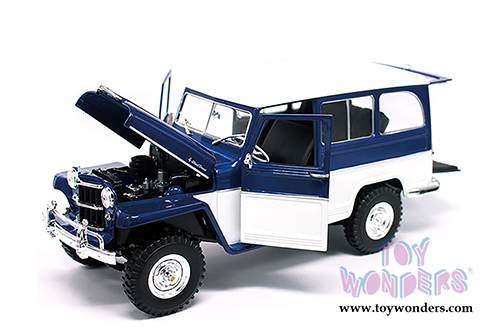 Lucky Road Signature - Willys Jeep Station Wagon (1955, 1/18 scale diecast model car, Blue) 92858BU