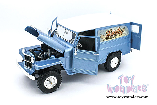 Lucky Road Signature - Willys Jeep Station Wagon (1955, 1/18 scale diecast model car, Silver Blue) 92858SVBU