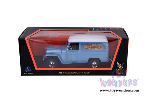 Lucky Road Signature - Willys Jeep Station Wagon (1955, 1/18 scale diecast model car, Silver Blue) 92858SVBU