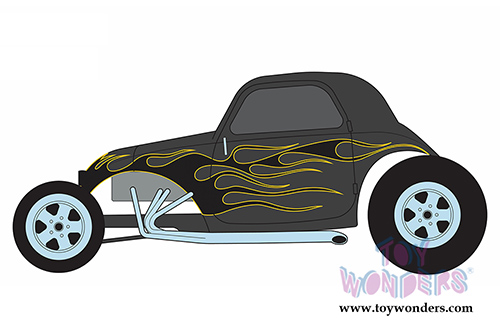 Greenlight - Motor World Series 17 | Topo Fuel Altered (1/64 scale diecast model car, Black with Yellow flames) 96170E/48