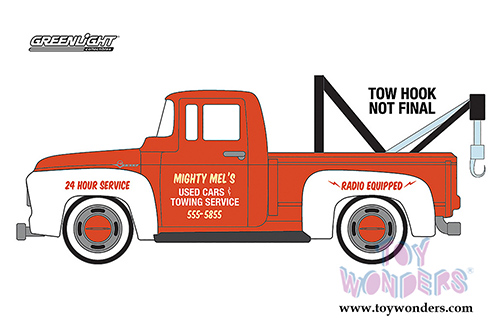 Greenlight - The Hobbie Shop Series 1 | Ford F-100 with Drop-in Tow Hook (1956, 1/64 scale diecast model car, Orange/White) 97010A/48