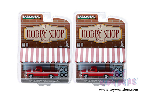 Greenlight - The Hobby Shop Series 6 | Ford F-100 Explorer with Spare Tires (1975, 1/64 scale diecast model car, Red) 97060E/48