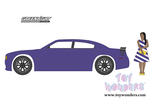 Greenlight - The Hobby Shop Series 6 | Dodge Charger Super Bee with Woman in Dress (2013, 1/64 scale diecast model car, Blue) 97060F/48