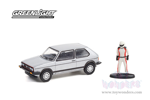 Greenlight - The Hobby Shop Series 11 | Volkswagen Golf MkI GTI and Race Car Driver (1976, 1/64 scale diecast model car,  Silver) 97110C/48
