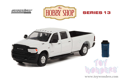 Greenlight - The Hobby Shop Series 13 | Ram 2500 Tradesman with Garbage Bin (2021, 1/64 scale diecast model car, White) 97130F/48