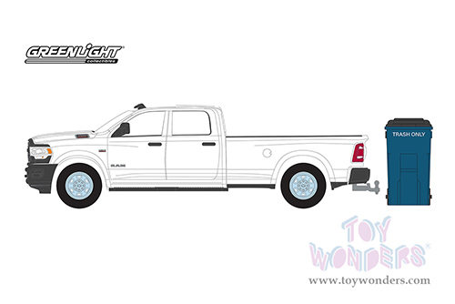 Greenlight - The Hobby Shop Series 13 | Ram 2500 Tradesman with Garbage Bin (2021, 1/64 scale diecast model car, White) 97130F/48
