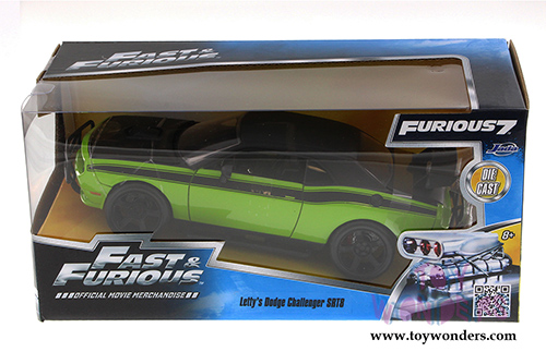 Jada Toys Fast & Furious - Letty's Dodge Challenger Off Road Hard Top (1970, 1/24 scale diecast model car, Green with Black) 97131/4