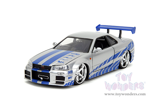 Jada Toys Fast & Furious - Brian's Nissan Skyline GT-R Hard Top (1/24 scale diecast model car, Candy Silver) 97158/4