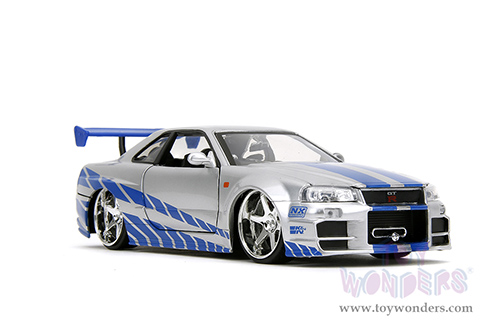 Jada Toys Fast & Furious - Brian's Nissan Skyline GT-R Hard Top (1/24 scale diecast model car, Candy Silver) 97158/4