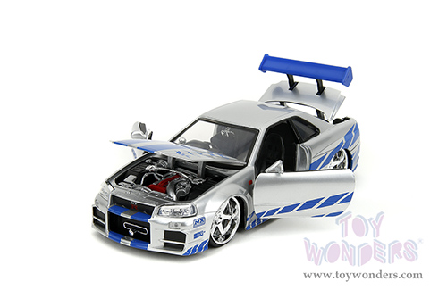 Jada Toys Fast & Furious - Brian's Nissan Skyline GT-R Hard Top (1/24 scale diecast model car, Candy Silver) 97158/4