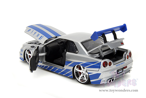 Jada Toys Fast & Furious - Brian's Nissan Skyline GT-R Hard Top (1/24 scale diecast model car, Candy Silver) 97158/4