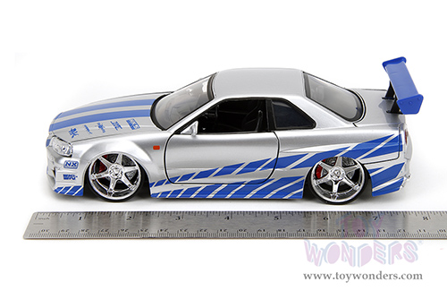 Jada Toys Fast & Furious - Brian's Nissan Skyline GT-R Hard Top (1/24 scale diecast model car, Candy Silver) 97158/4