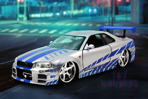 Jada Toys Fast & Furious - Brian's Nissan Skyline GT-R Hard Top (1/24 scale diecast model car, Candy Silver) 97158/4