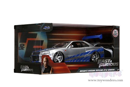Jada Toys Fast & Furious - Brian's Nissan Skyline GT-R Hard Top (1/24 scale diecast model car, Candy Silver) 97158/4