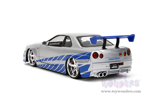 Jada Toys Fast & Furious - Brian's Nissan Skyline GT-R Hard Top (1/24 scale diecast model car, Candy Silver) 97158/4