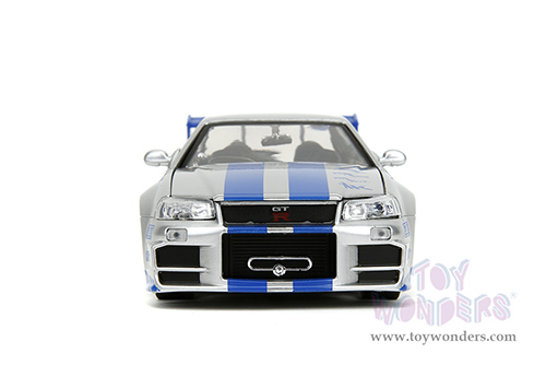 Jada Toys Fast & Furious - Brian's Nissan Skyline GT-R Hard Top (1/24 scale diecast model car, Candy Silver) 97158/4