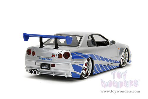 Jada Toys Fast & Furious - Brian's Nissan Skyline GT-R Hard Top (1/24 scale diecast model car, Candy Silver) 97158/4
