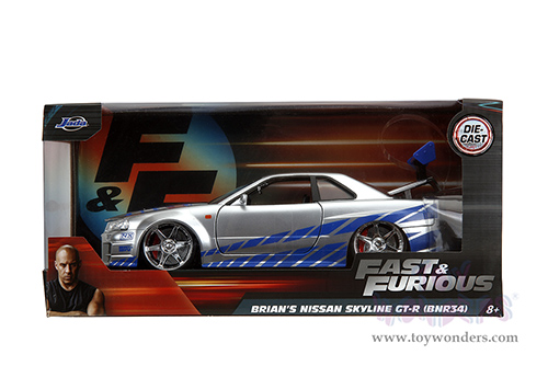 Jada Toys Fast & Furious - Brian's Nissan Skyline GT-R Hard Top (1/24 scale diecast model car, Candy Silver) 97158/4
