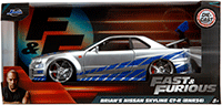 Jada Toys Fast & Furious - Brian's Nissan Skyline GT-R Hard Top (1/24 scale diecast model car, Candy Silver) 97158/4