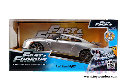 Jada Toys Fast & Furious - Brian's Nissan GT-R Hardtop (1/24 scale diecast model car, Candy Silver) 97212