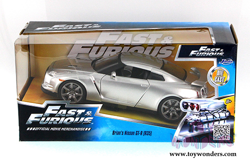 Jada Toys Fast & Furious - Brian's Nissan GT-R Hardtop (1/24 scale diecast model car, Candy Silver) 97212