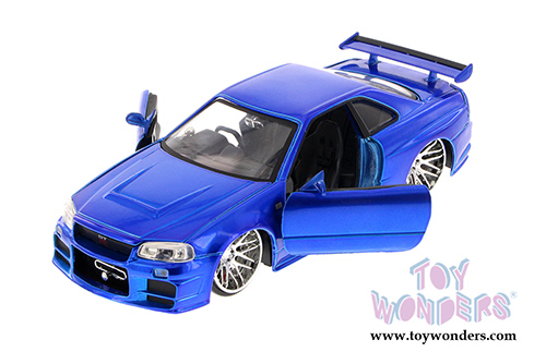 Jada Toys Fast & Furious - Brian's Nissan Skyline GT-R Hardtop (1/24 scale diecast model car, Candy Blue) 97217