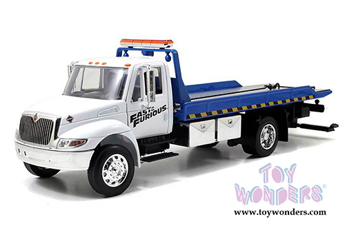 Jada Toys Fast & Furious - International Durastar 4400 Flat Bed Trailer (1/24 scale diecast model car, White and Blue) 97218