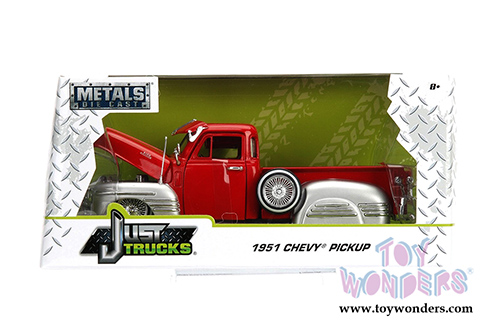 Jada Toys - Metals Die Cast Just Trucks | Chevy&reg; Pick Up (1951, 1/24 scale diecast model car, Red/Silver) 97229/4