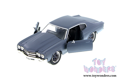Jada Toys Fast & Furious - Dom's Chevy Chevelle SS Hardtop (1970, 1/24 scale diecast model car, Prime Gray) 97308