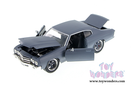 Jada Toys Fast & Furious - Dom's Chevy Chevelle SS Hardtop (1970, 1/24 scale diecast model car, Prime Gray) 97308