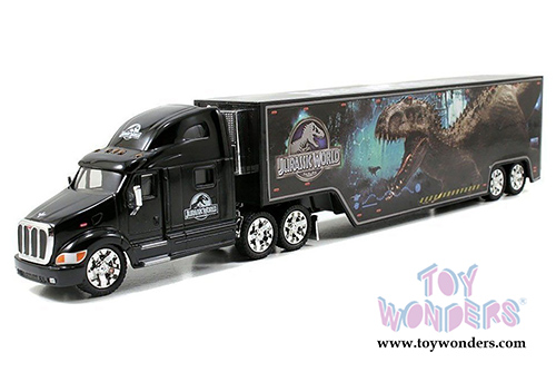 Jada Toys Jurassic World - Peterbilt Model 387 Hauler Tractor Trailer (1/32 scale diecast model car, Black) 97311