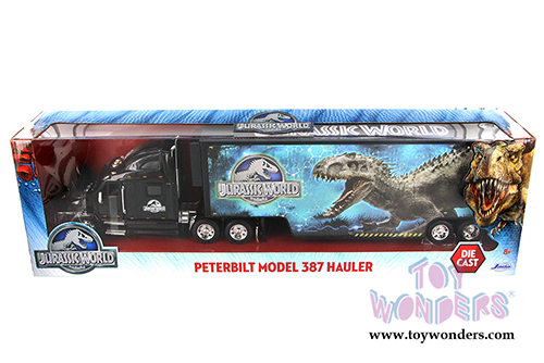 Jada Toys Jurassic World - Peterbilt Model 387 Hauler Tractor Trailer (1/32 scale diecast model car, Black) 97311