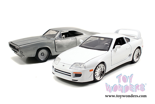 Jada Toys Fast & Furious - Twin Pack - Dom's Dodge Charger and Brian's Toyota Supra Hard Top (1/24 scale diecast model car, Asstd.) 97444