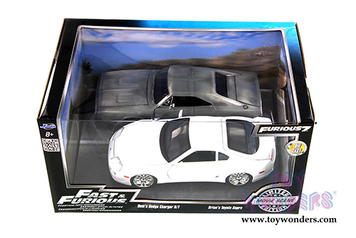 Jada Toys Fast & Furious - Twin Pack - Dom's Dodge Charger and Brian's Toyota Supra Hard Top (1/24 scale diecast model car, Asstd.) 97444