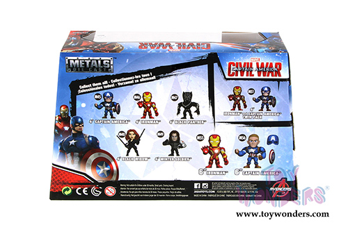 Jada Toys - Metals Die Cast | Captain America: Civil War  - Captain America and Iron Man with Battle Damage Twin Pack Figures (4" diecast model toy, Blue and Red) 97563