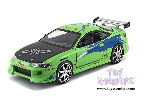 Jada Toys Fast & Furious - Brian's Mitsubishi Eclipse Hardtop (1995, 1/24 scale diecast model car, Lime Green) 97603/4