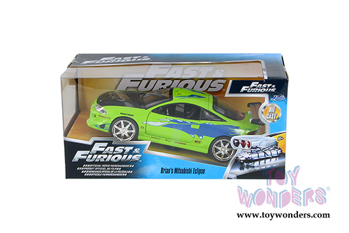 Jada Toys Fast & Furious - Brian's Mitsubishi Eclipse Hardtop (1995, 1/24 scale diecast model car, Lime Green) 97603/4