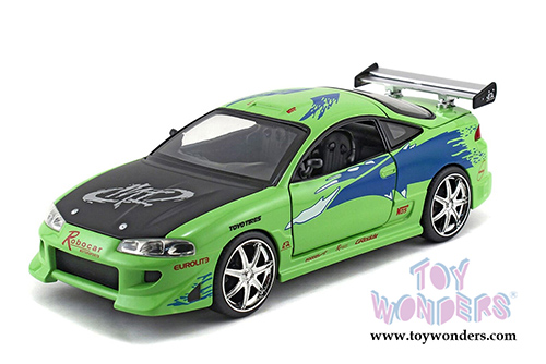 Jada Toys Fast & Furious - Brian's Mitsubishi Eclipse F8 "The Fate of the Furious" Movie (1995, 1/32 scale diecast model car, Lime Green) 97609