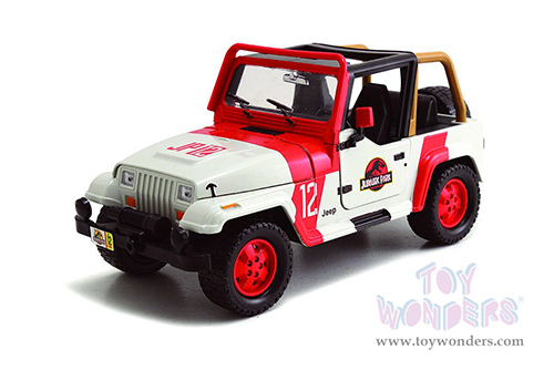Jada Toys - Hollywood Rides | Jurassic World - Jeep® Wrangler (1992, 1/24 scale diecast model car, White/Red) 97806/4