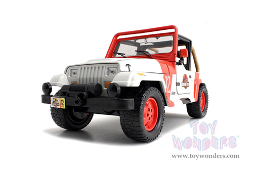 Jada Toys - Hollywood Rides | Jurassic World - Jeep® Wrangler (1992, 1/24 scale diecast model car, White/Red) 97806/4