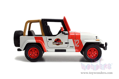 Jada Toys - Hollywood Rides | Jurassic World - Jeep® Wrangler (1992, 1/24 scale diecast model car, White/Red) 97806/4