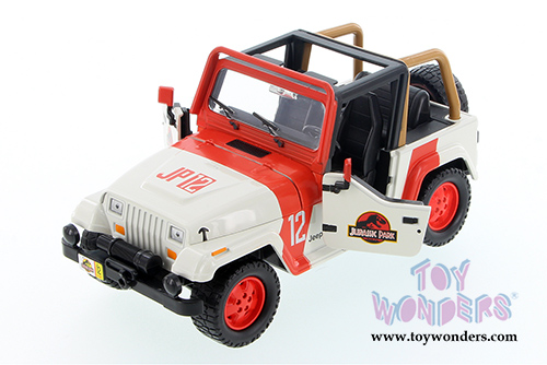 Jada Toys Jurassic World - Jeep Wrangler Off Road (1992, 1/24 scale diecast model car, Milk White) 97812