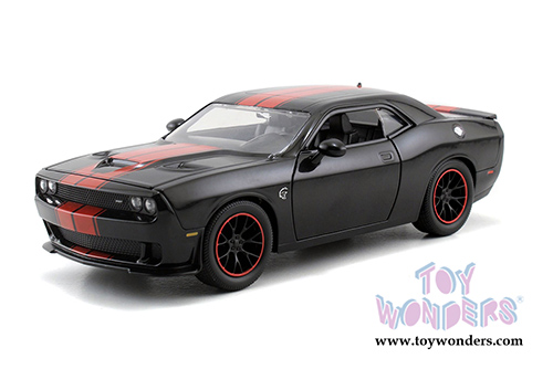 Jada Toys - Metals Die Cast | Bigtime Muscles Dodge Challenger SRT Hellcat Hardtop (2015, 1/24 scale diecast model car, Glossy Black) 97855