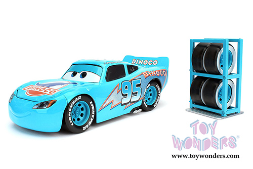 Jada Toys - Disney Pixar CARS | DINOCO Lightning McQueen with Rack (1/24 diecast model toy, Turquoise) 98032
