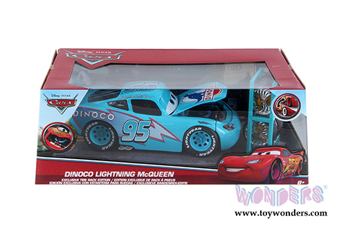 Jada Toys - Disney Pixar CARS | DINOCO Lightning McQueen with Rack (1/24 diecast model toy, Turquoise) 98032
