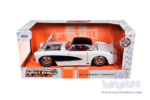 Jada Toys Bigtime Muscle - Chevrolet® Corvette® (1957, 1/24 scale diecast model car, White/Black) 98161/4