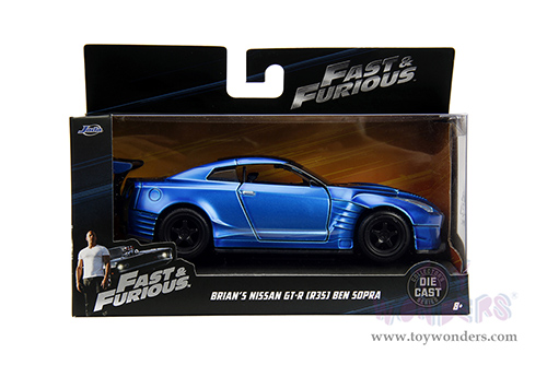 Jada Toys Fast & Furious - Brian's Nissan GT-R R35 Ben Sopra F8 "The Fate of the Furious" Movie (2009, 1/32 scale diecast model car, Primer Candy Blue) 98270/24