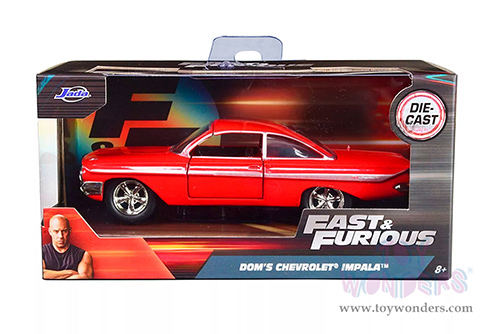 Jada Toys Fast & Furious - Dom's Chevy Impala F8 "The Fate of the Furious" Movie (1/32 scale diecast model car, Red) 98304/24