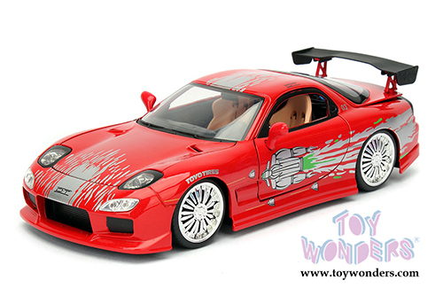 Jada Toys Fast & Furious - Dom's Mazda RX-7 F8 "The Fate of the Furious" Movie (1/24 scale diecast model car, Red) 98338/4